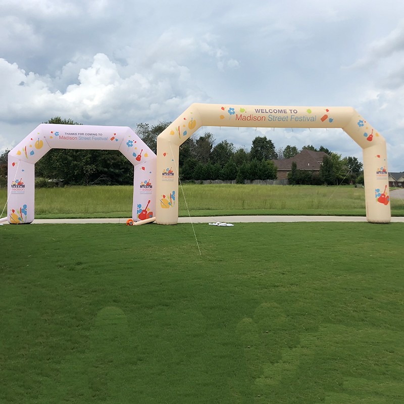 double inflatable start finish line with four tubes for outdoor activities-1